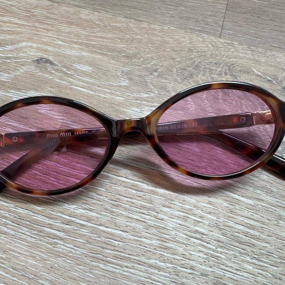 Miu Miu Accessories - Miu Miu Tortoiseshell Oval Sunglasses with Pink Lenses